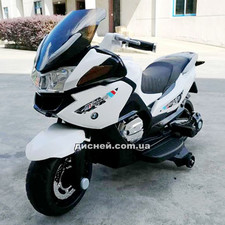 Детский мотоцикл M 3282 EL-1 BMW на аккумуляторе, кожаное сиденье, белый